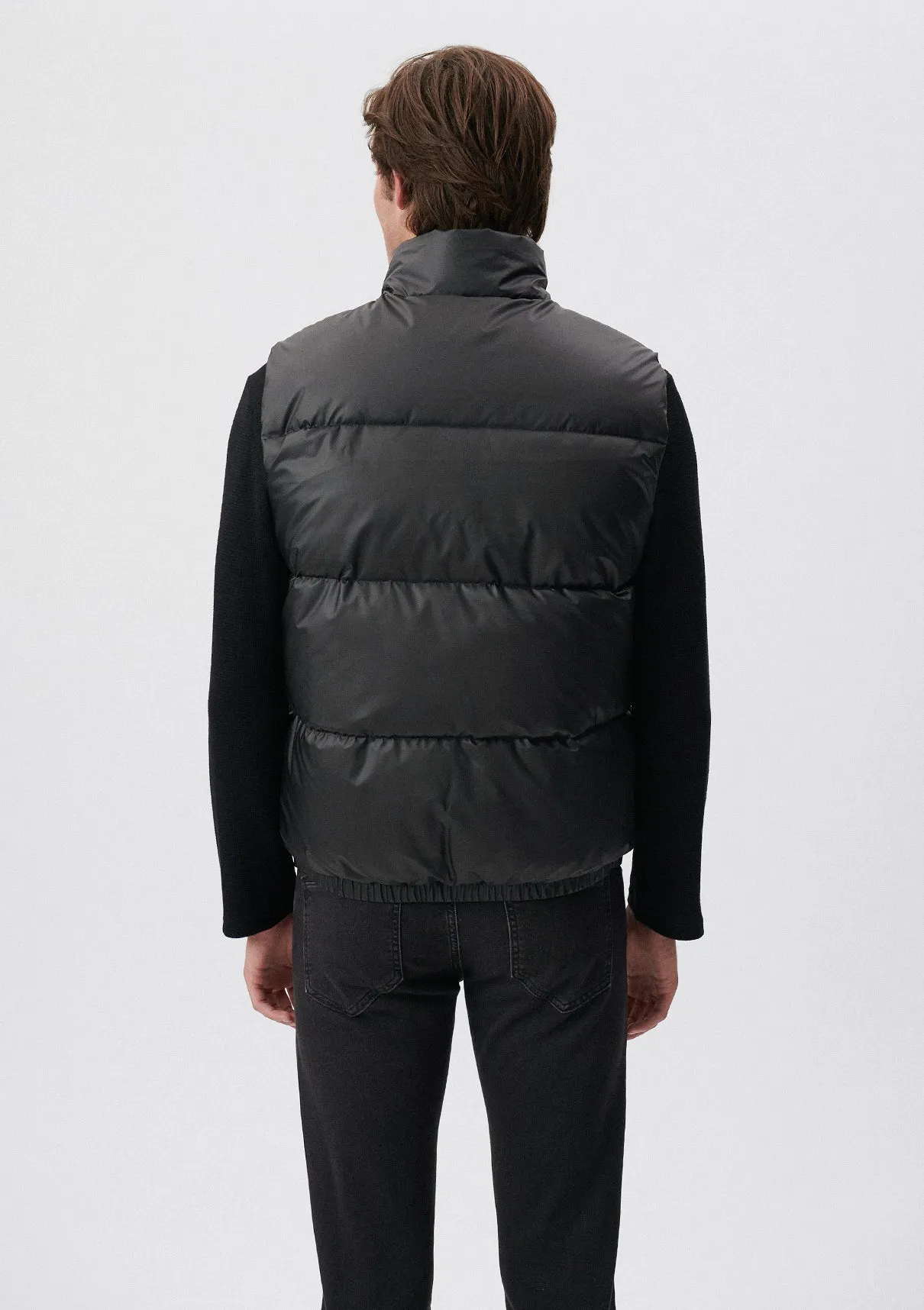 High Collar Black Puffer Vest