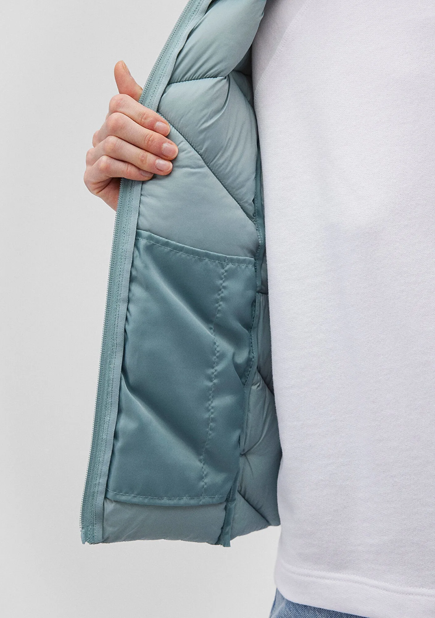 High Collar Blue Puffer Jacket