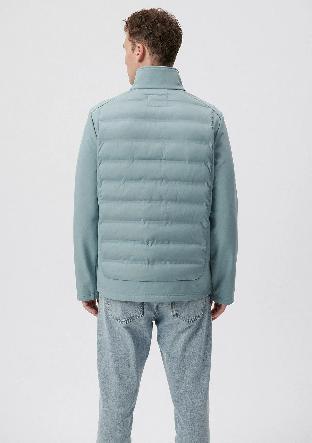 High Collar Green Puffer Jacket