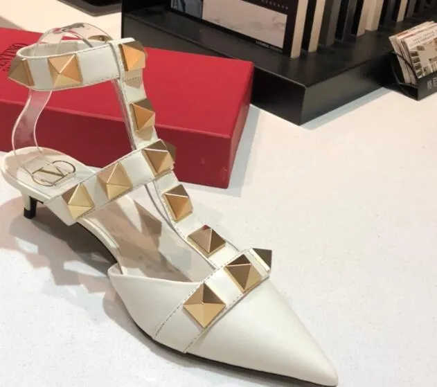 High Heel Pointed Toe Sandals With Rivets