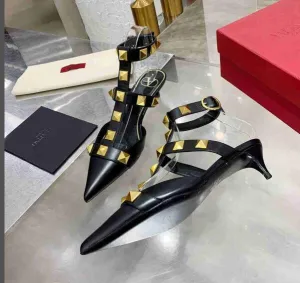 High Heel Pointed Toe Sandals With Rivets