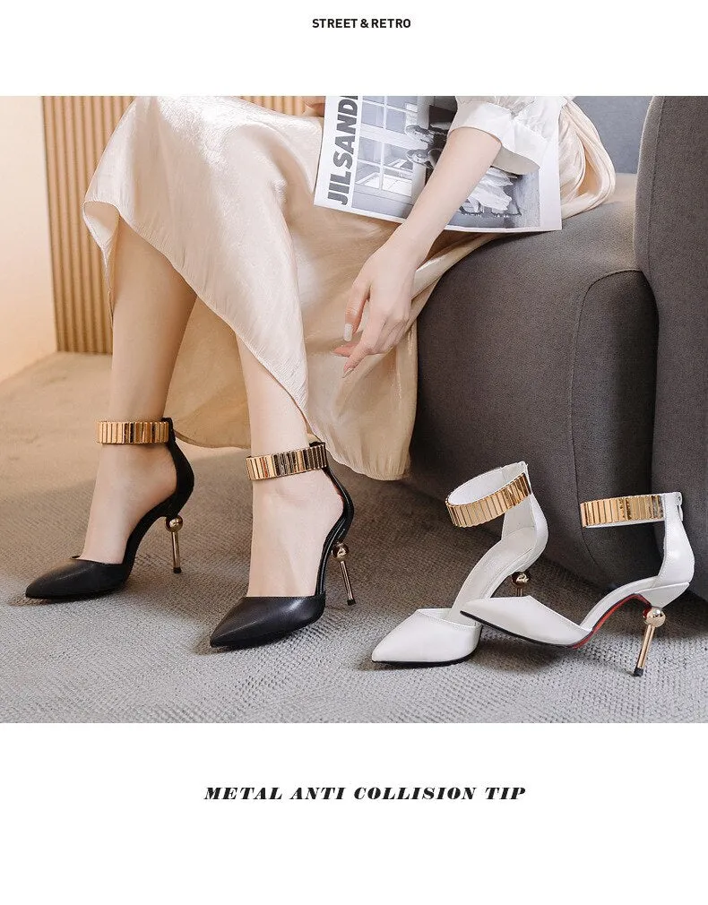 high-heeled shoes with metal heel