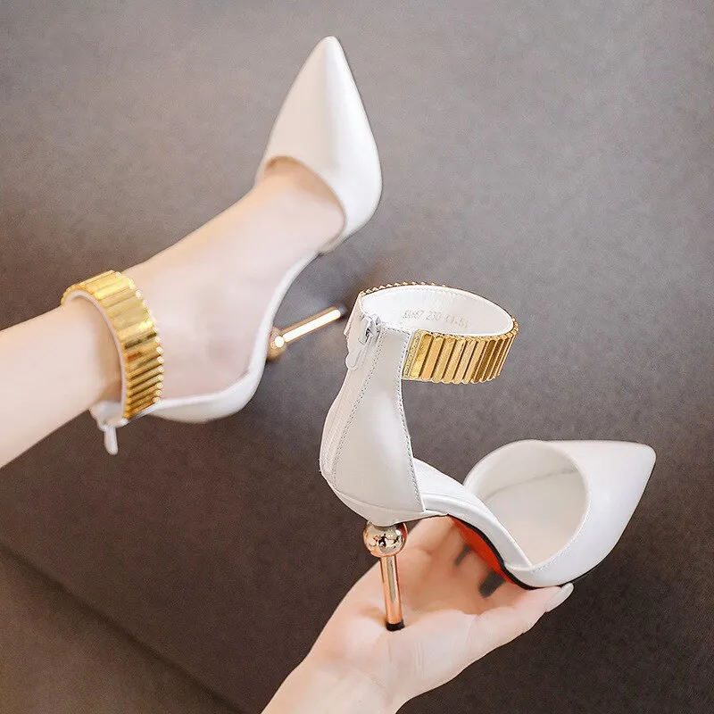 high-heeled shoes with metal heel