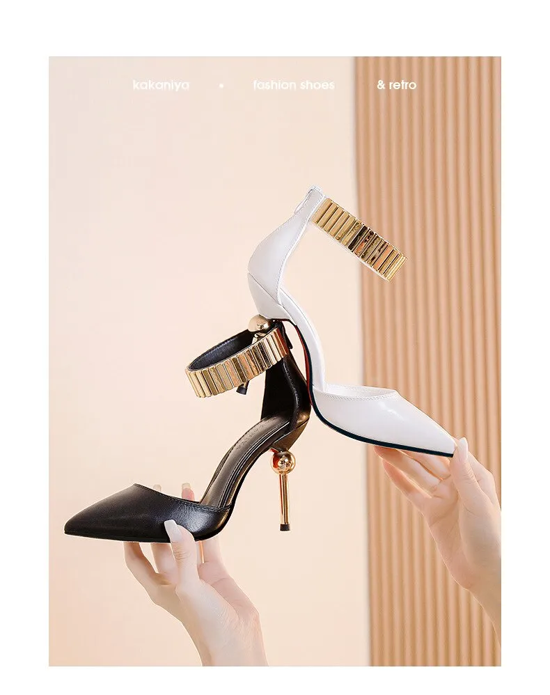 high-heeled shoes with metal heel
