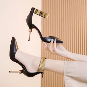 high-heeled shoes with metal heel