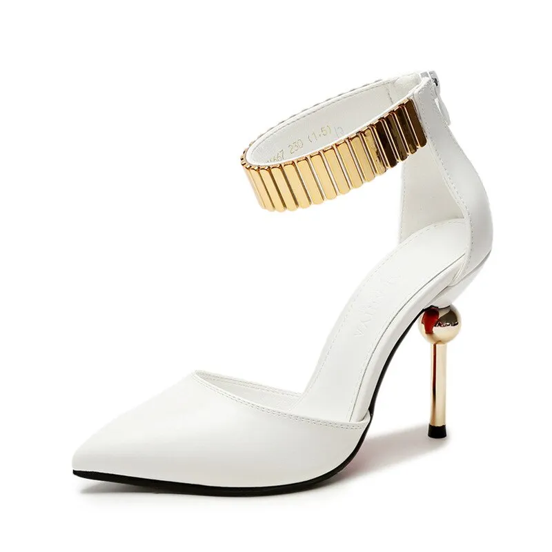 high-heeled shoes with metal heel