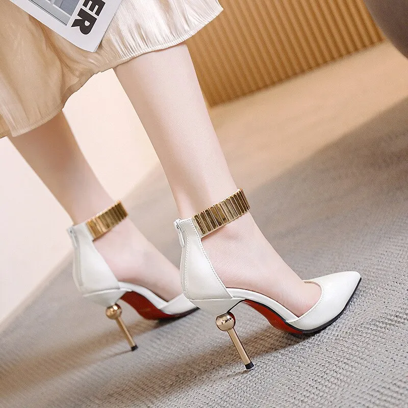 high-heeled shoes with metal heel