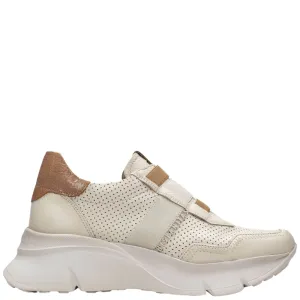 Hispanitas Natural & White Leather Slip On Chunky Sneakersj