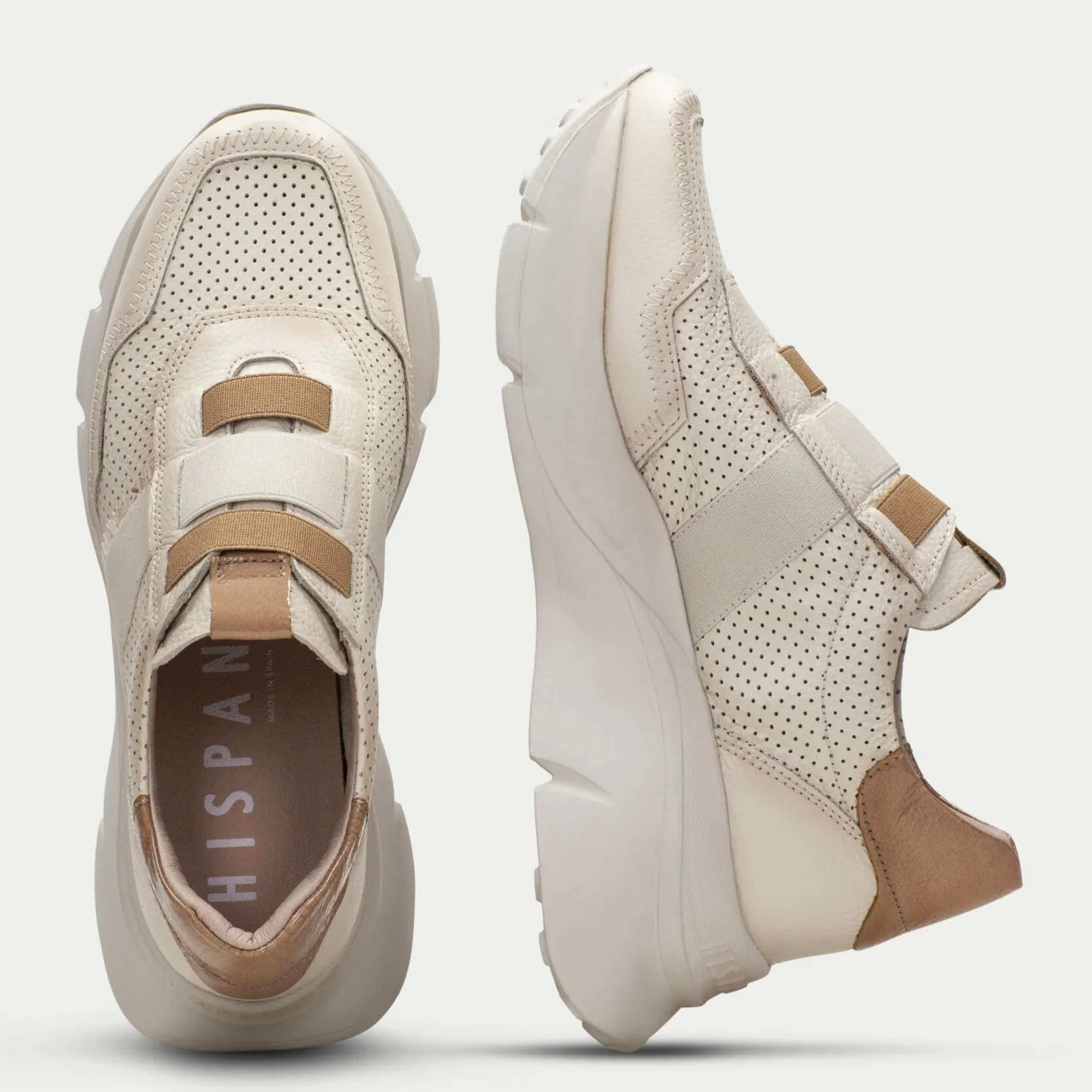 Hispanitas Natural & White Leather Slip On Chunky Sneakersj