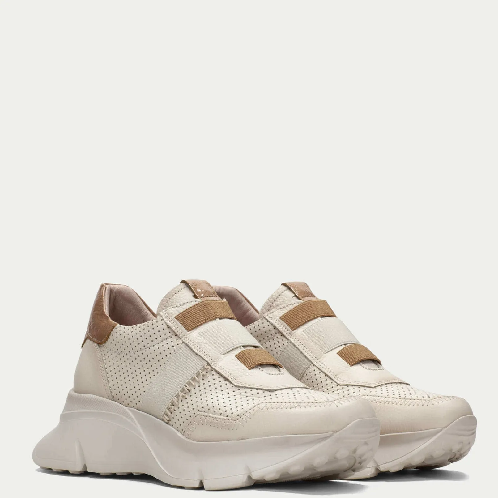 Hispanitas Natural & White Leather Slip On Chunky Sneakersj