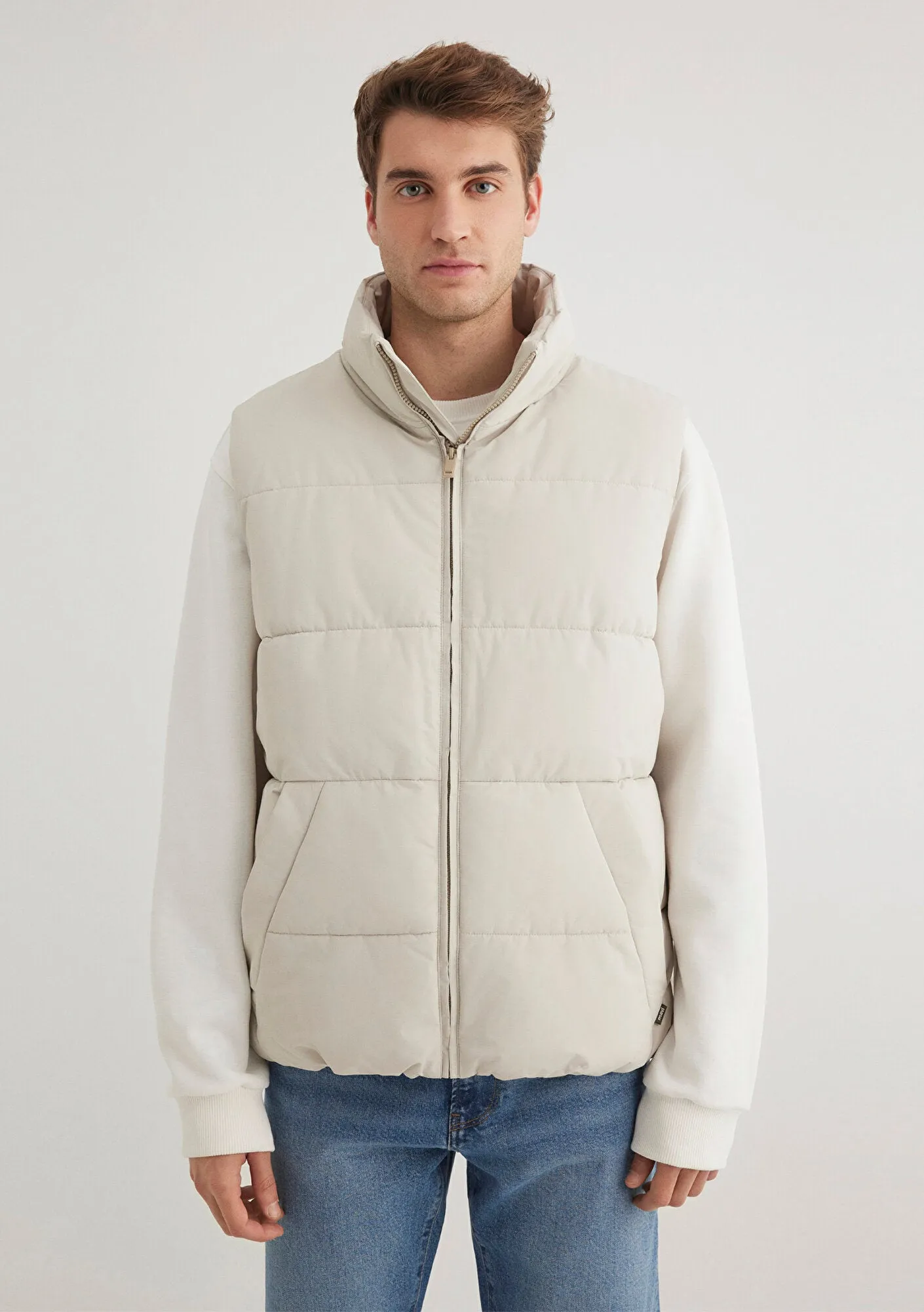 Hooded Ecru Puffer Jacket