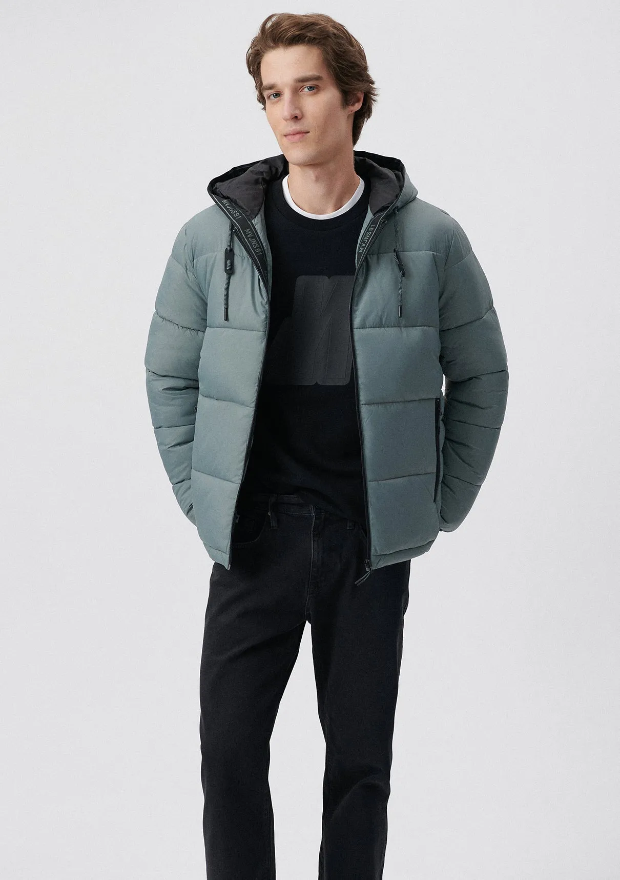 Hooded Green Puffer Jacket