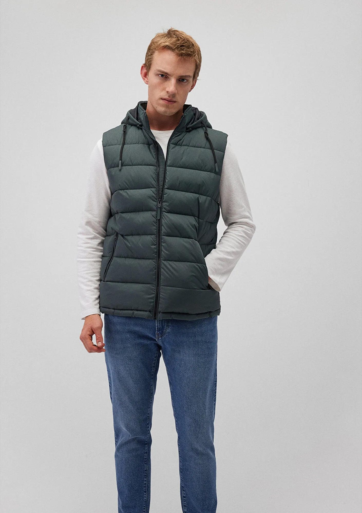 Hooded Green Puffer Vest
