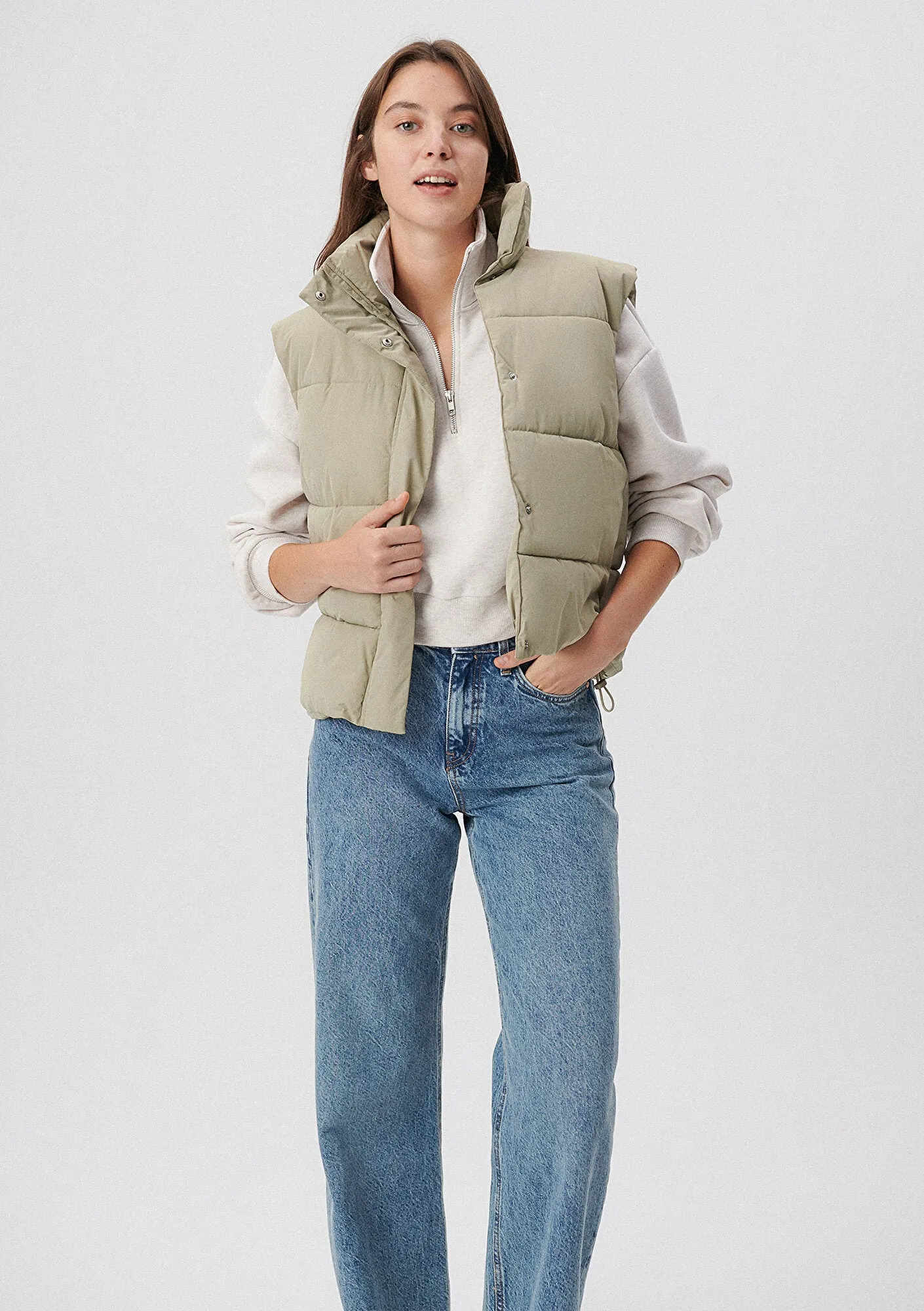 Hooded Green Puffer Vest
