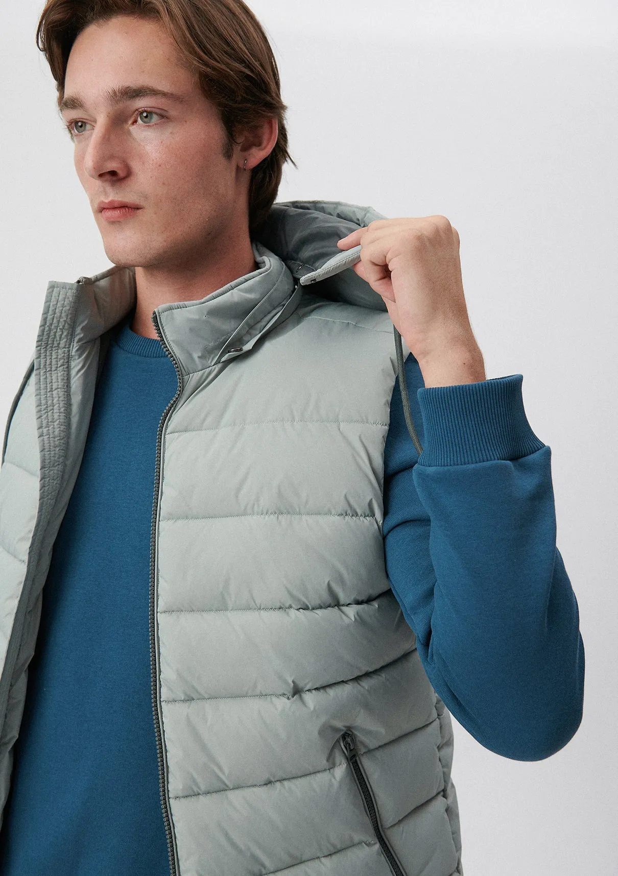 Hooded Grey Puffer Vest