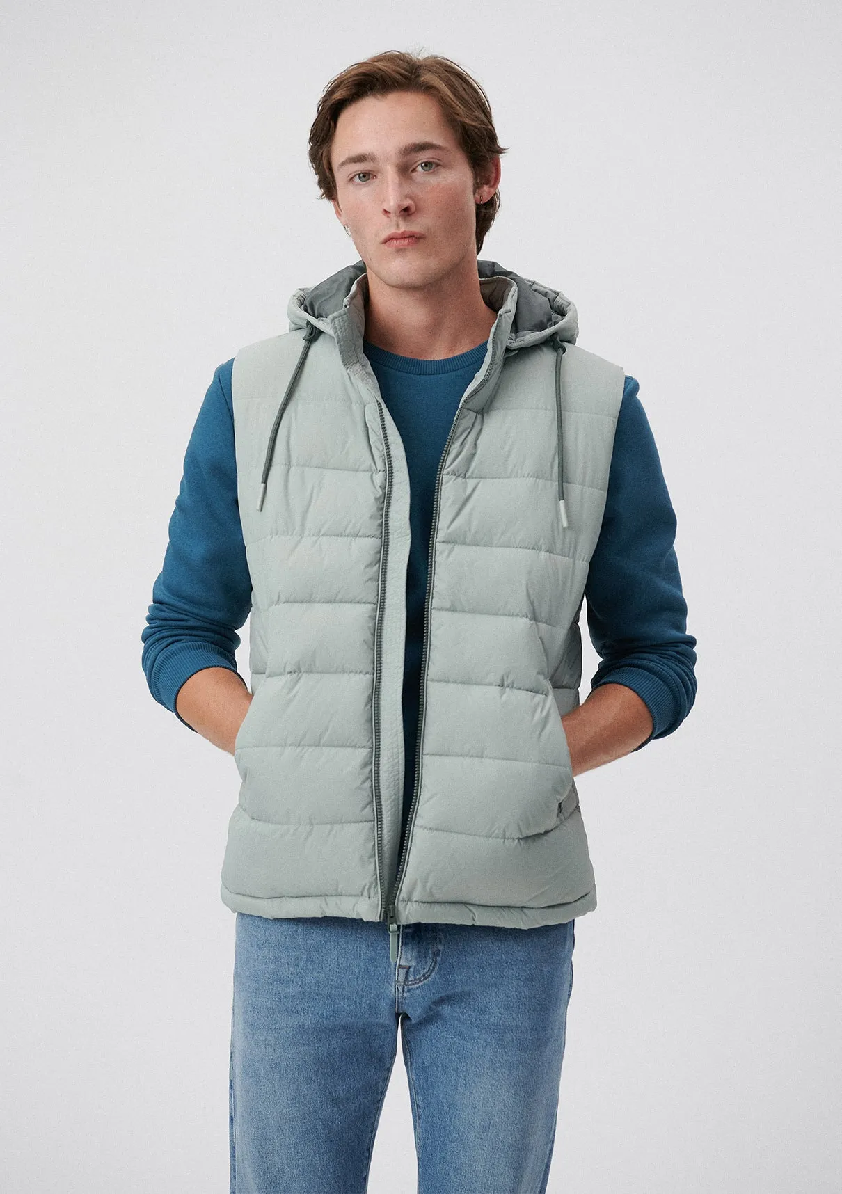 Hooded Grey Puffer Vest