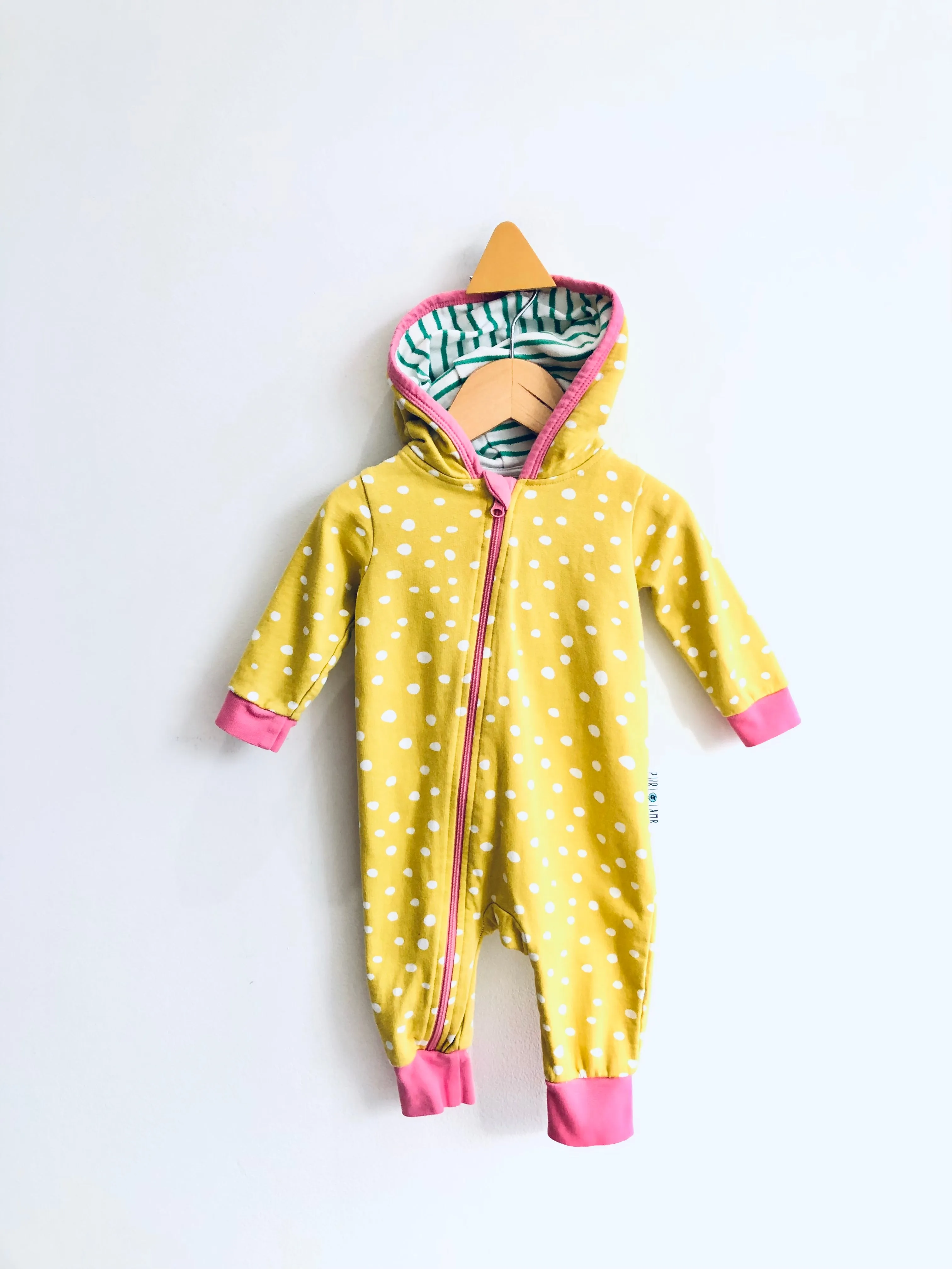 Hooded Polka Dot Romper // 0-6M