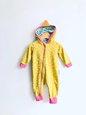 Hooded Polka Dot Romper // 0-6M