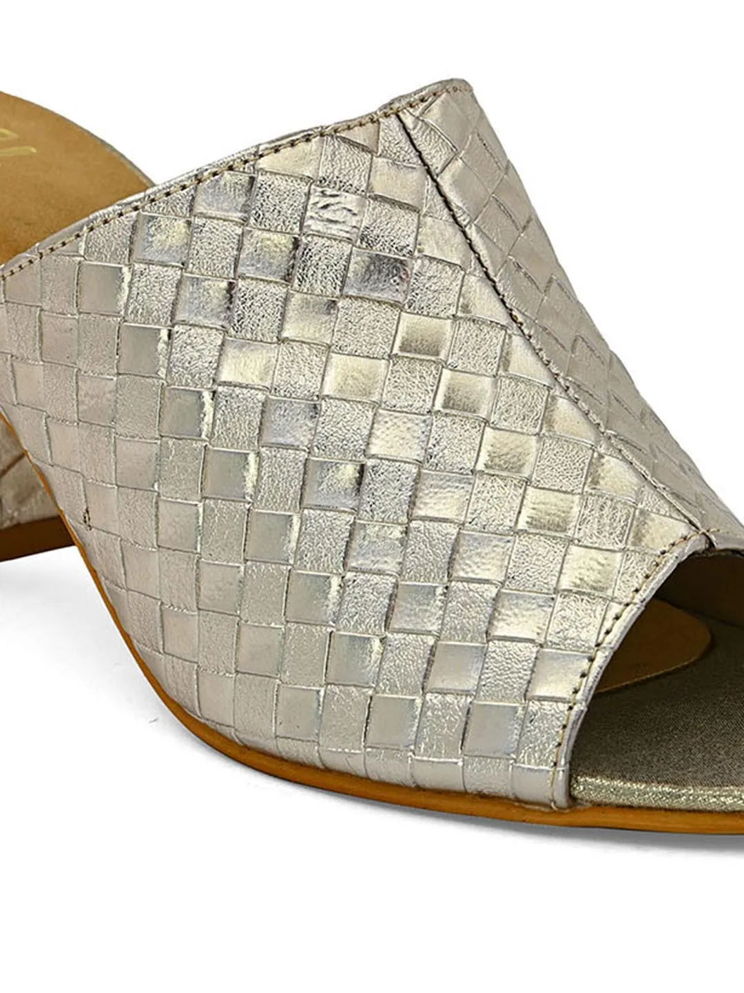 Hydes N Hues Gold-Toned Printed Block heels
