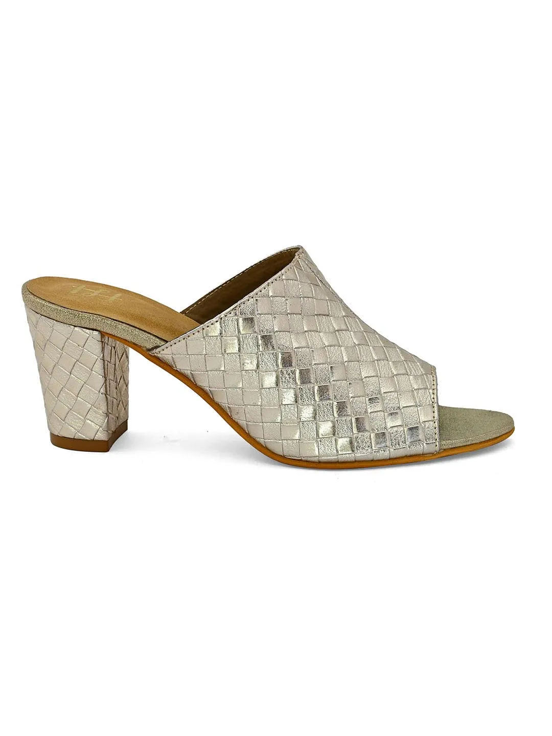 Hydes N Hues Gold-Toned Printed Block heels