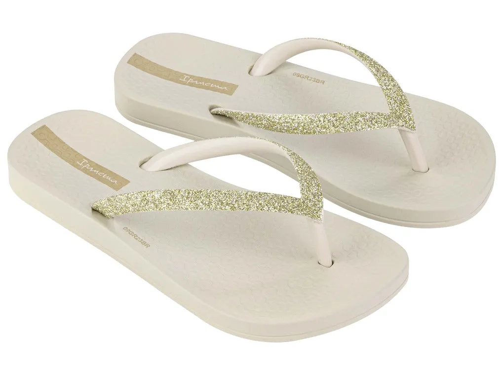 Ipanema Kid's Ana Sparkle Flip Flop - Beige / Glitter Beige