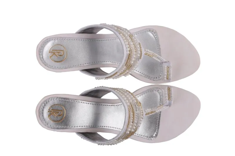 Ivory Cutdana Block Heels Kolhapuri