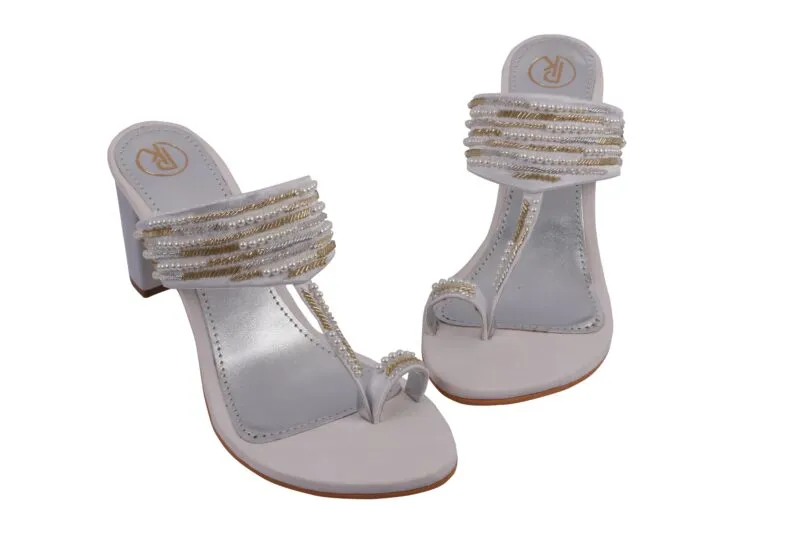 Ivory Cutdana Block Heels Kolhapuri