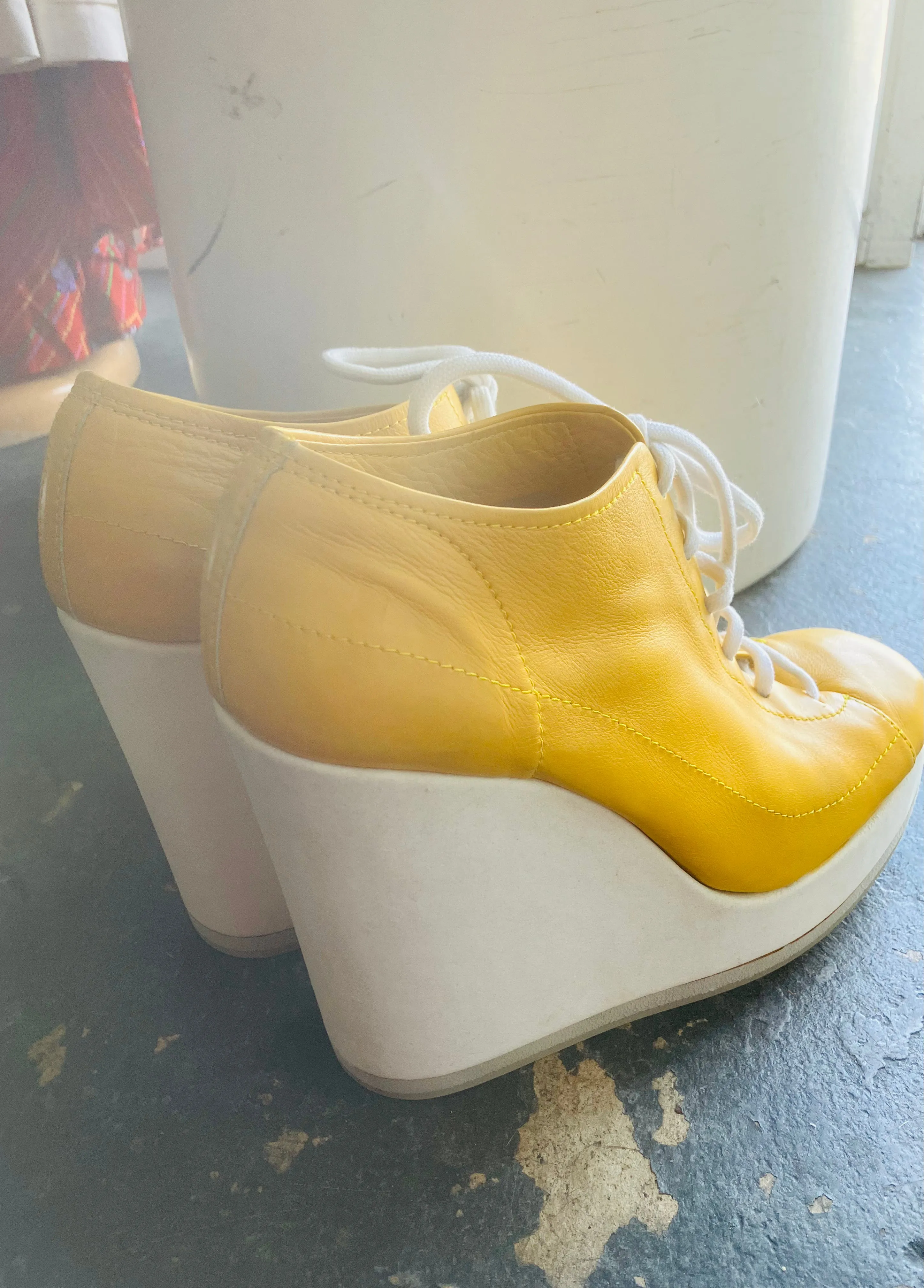 Jil Sander Yellow Platform Lace Ups 6.5