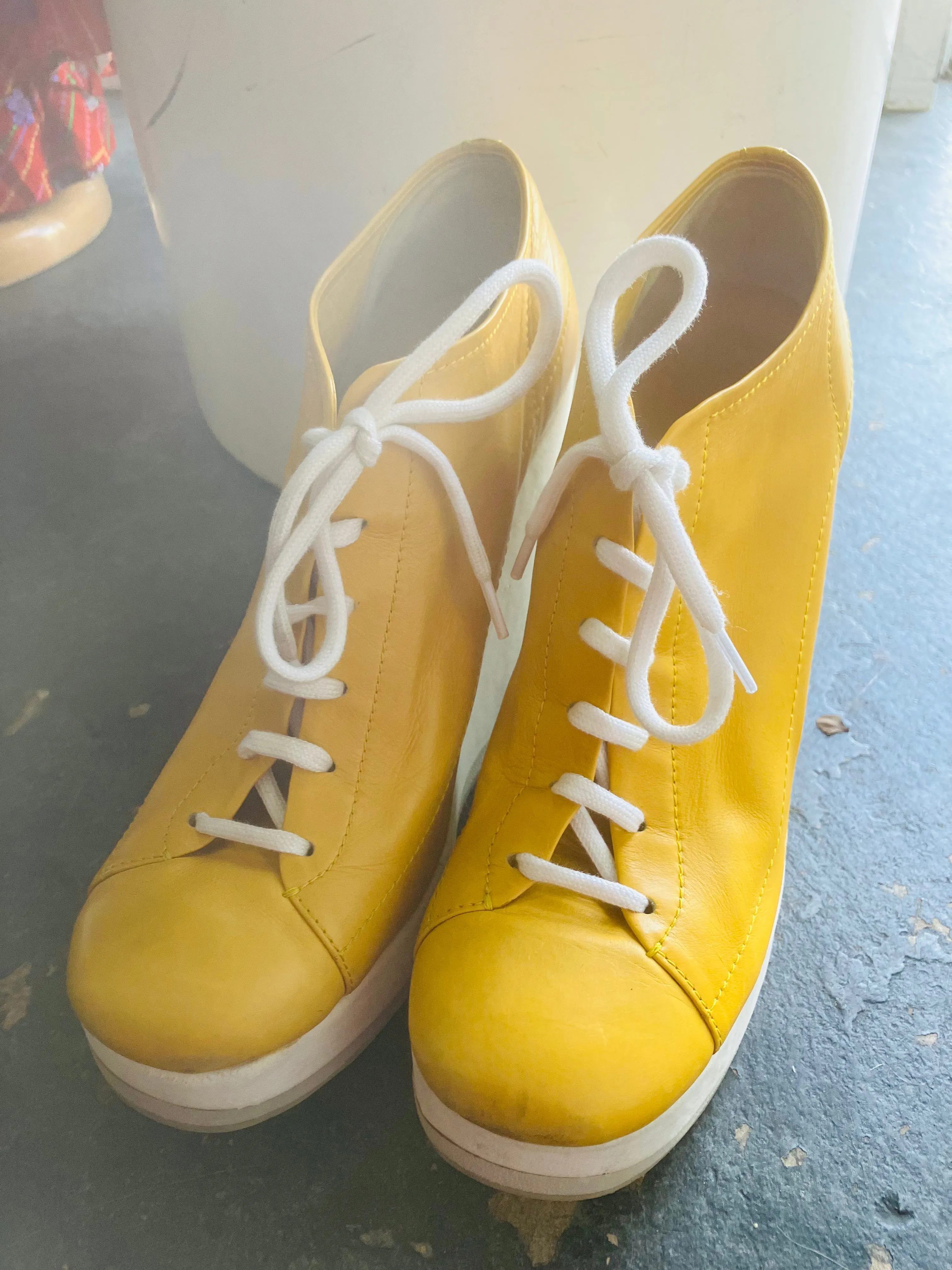 Jil Sander Yellow Platform Lace Ups 6.5