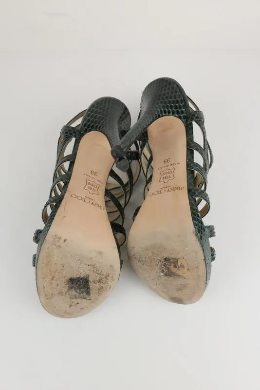 Jimmy Choo Glenys Dark Green Size 39 Zip-Front Gladiator Heel