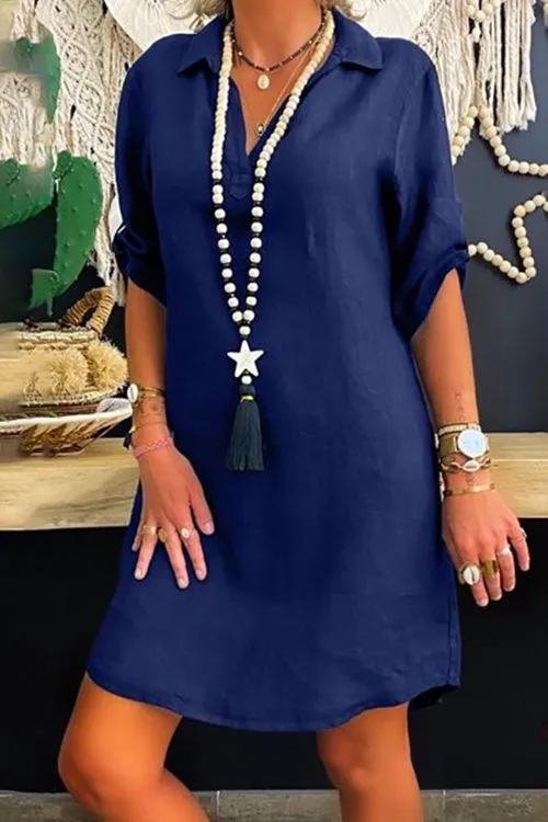 Joanne - Shirt Dress with Rolled Sleeves