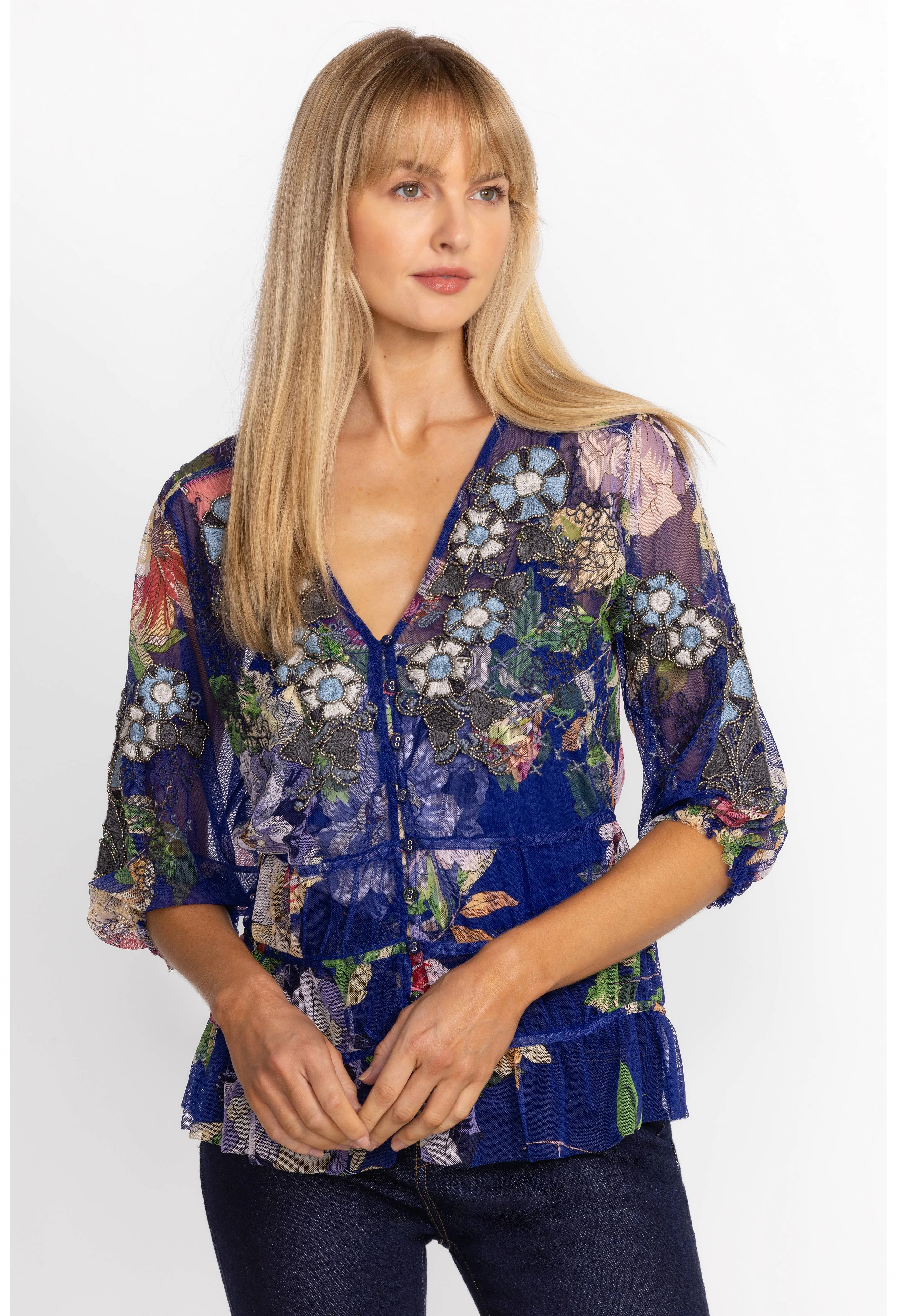 Johnny Was Mazzy Ruched Blouse