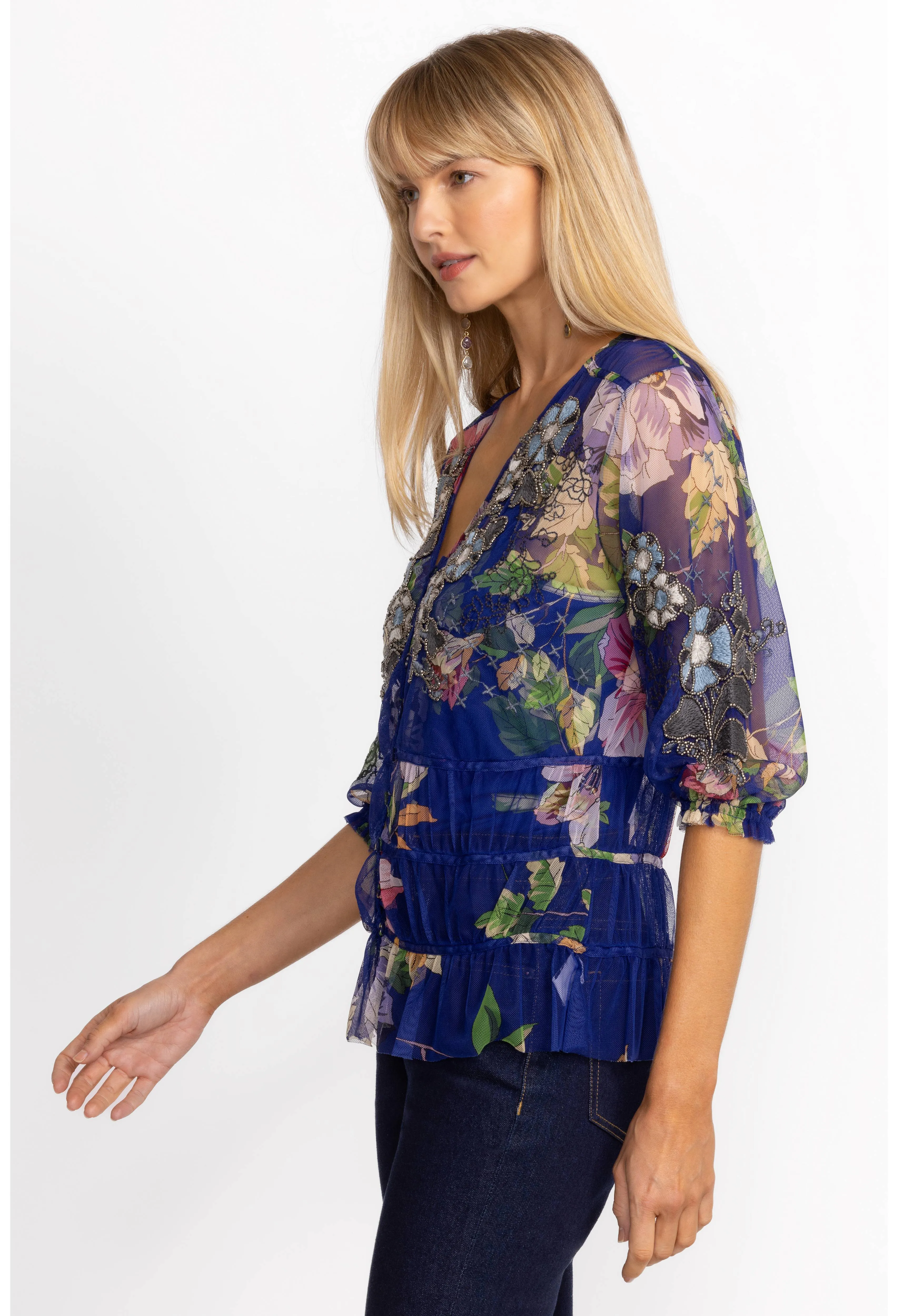 Johnny Was Mazzy Ruched Blouse