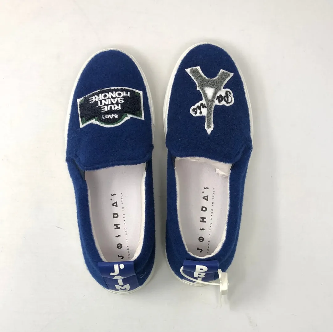 JOSHUA'S Blue Felt White Rubber Bottom Slip On