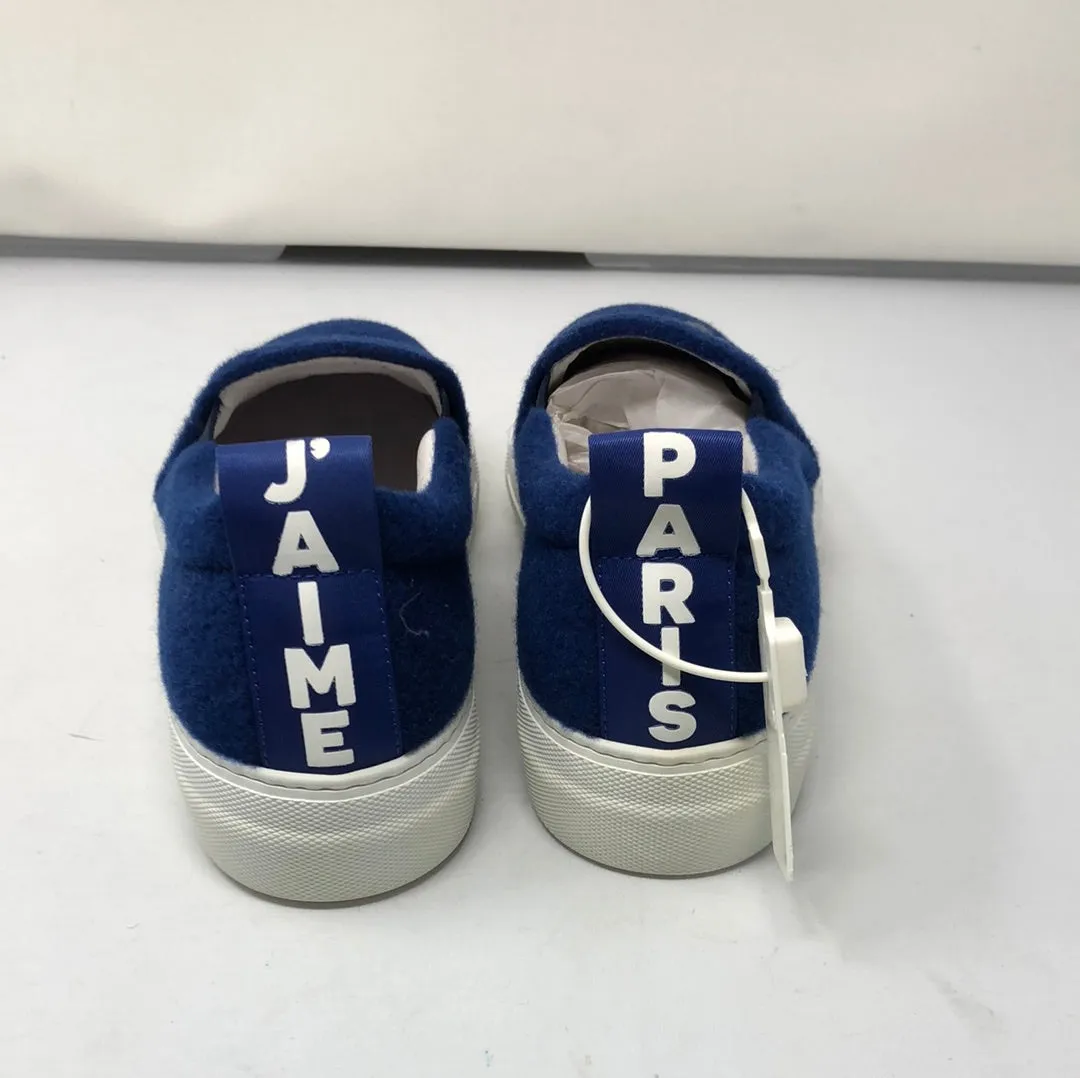 JOSHUA'S Blue Felt White Rubber Bottom Slip On