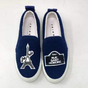 JOSHUA'S Blue Felt White Rubber Bottom Slip On