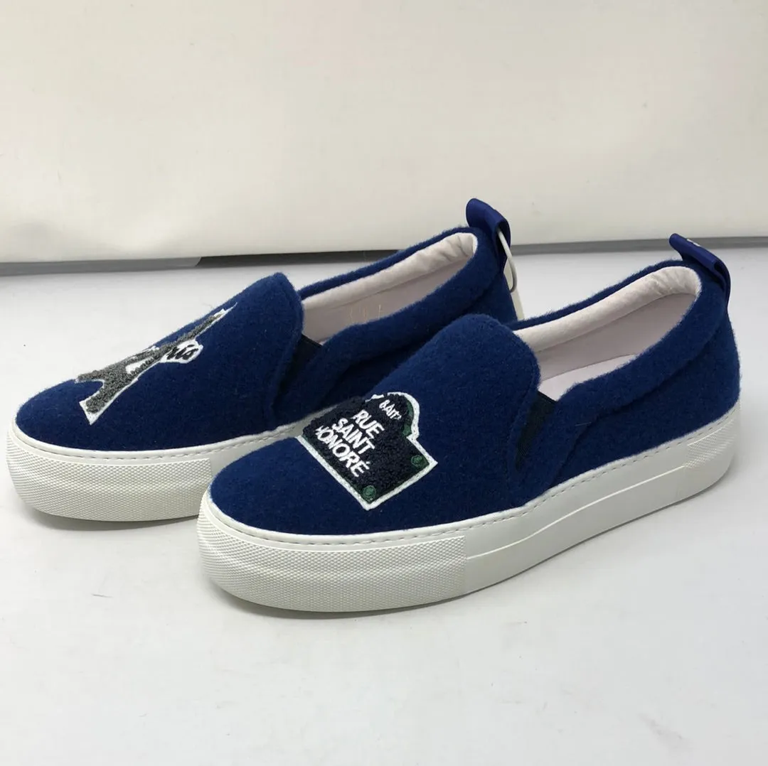 JOSHUA'S Blue Felt White Rubber Bottom Slip On