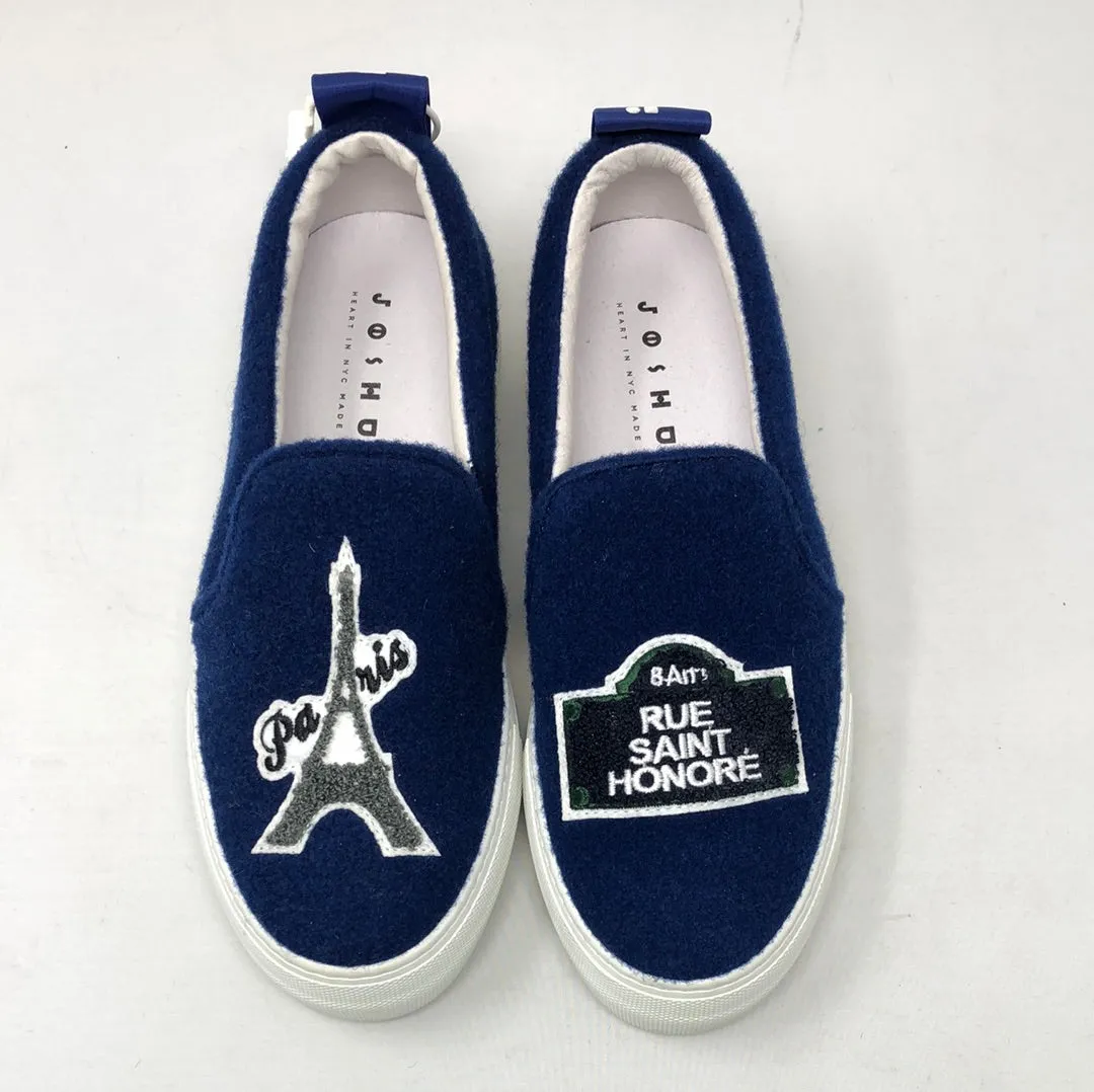 JOSHUA'S Blue Felt White Rubber Bottom Slip On