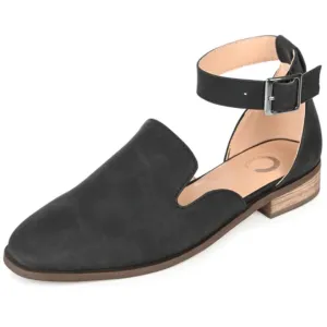 Journee Collection Womens Loreta Buckle Square Toe Loafer Flats - Black - 10 Wide