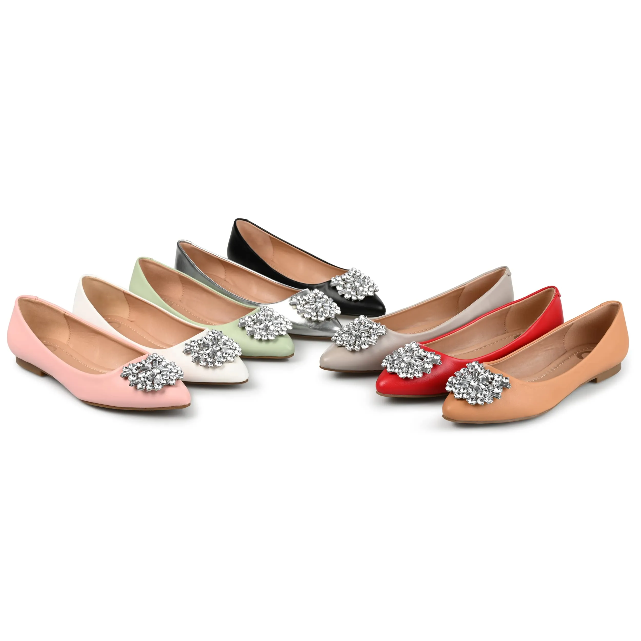 Journee Womens Renzo Slip On Pointed Toe Ballet Dress Flats