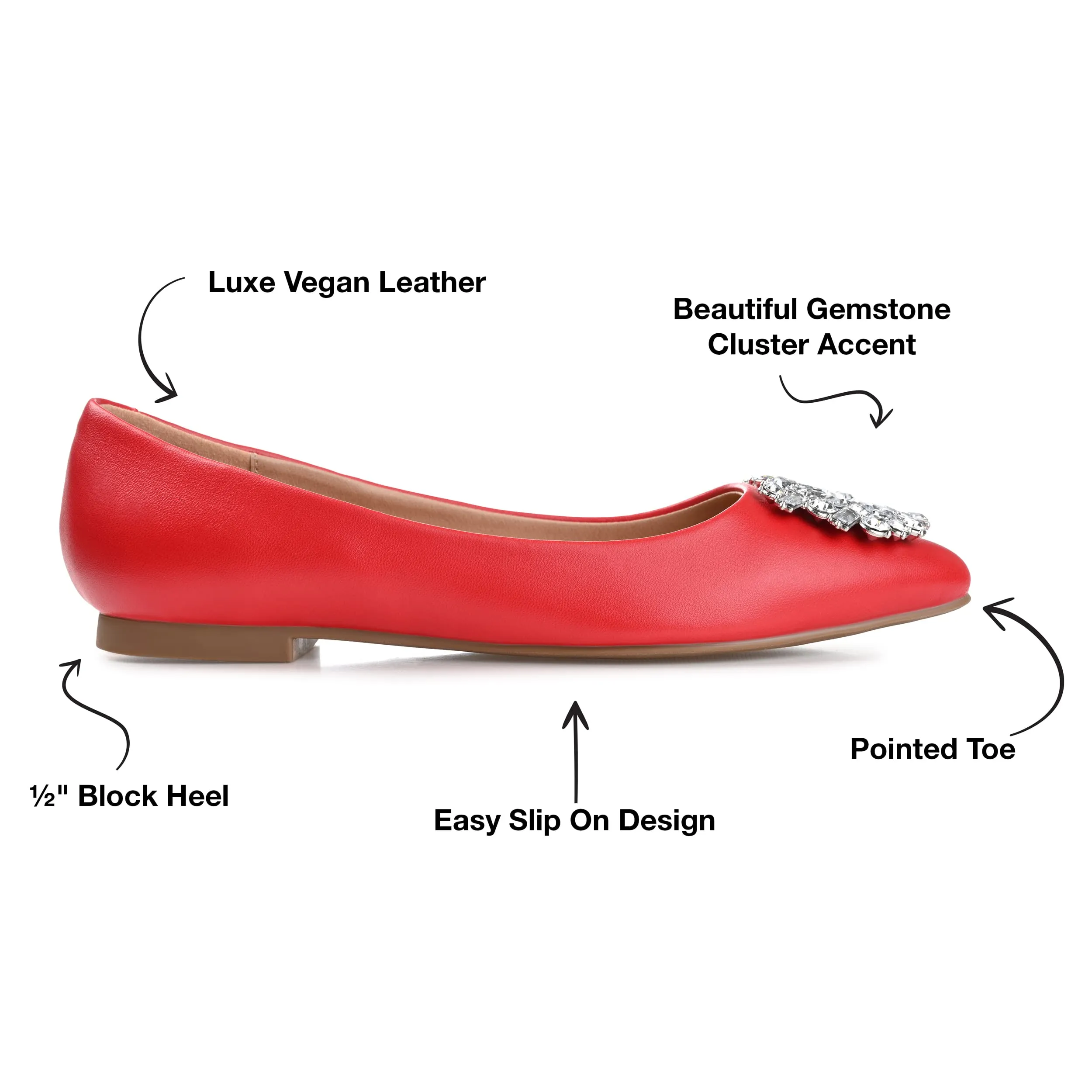 Journee Womens Renzo Slip On Pointed Toe Ballet Dress Flats