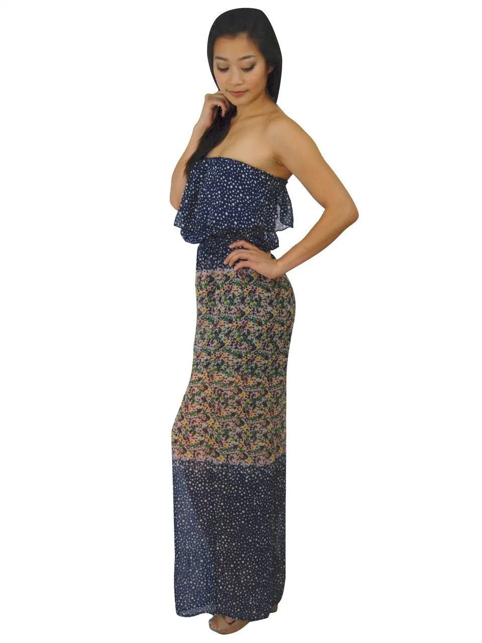 Jumpsuit Romper Mini Flowers Navy Blue