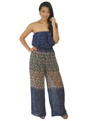 Jumpsuit Romper Mini Flowers Navy Blue