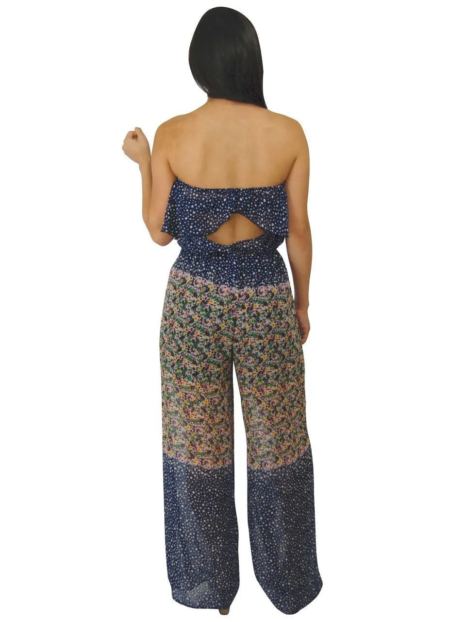 Jumpsuit Romper Mini Flowers Navy Blue