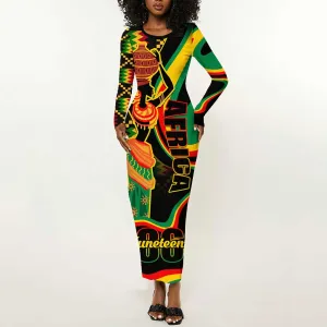 Juneteenth 2024 Long Sleeve Bodycon Dress 1865 Freedom Day Anniversary LT01