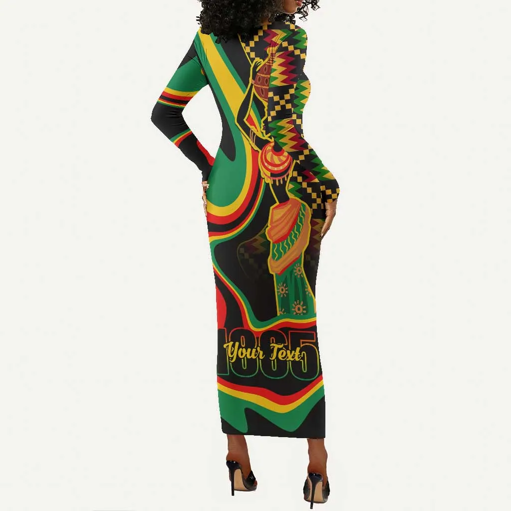 Juneteenth 2024 Long Sleeve Bodycon Dress 1865 Freedom Day Anniversary LT01