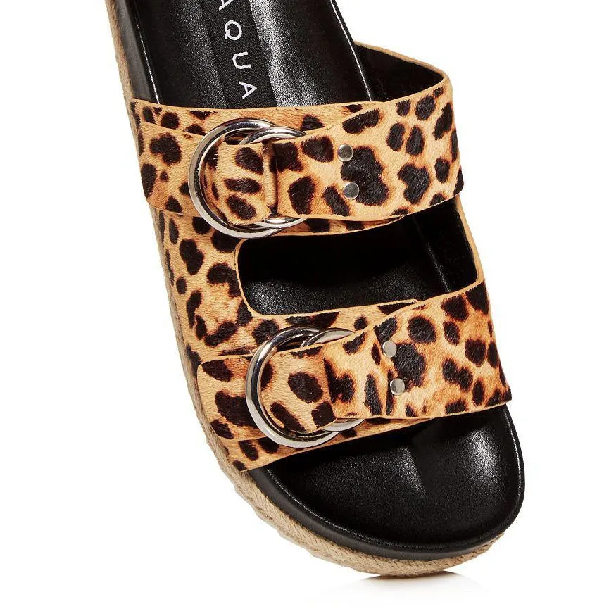 Kail Leopard Print Calf Hair Slide Sandals