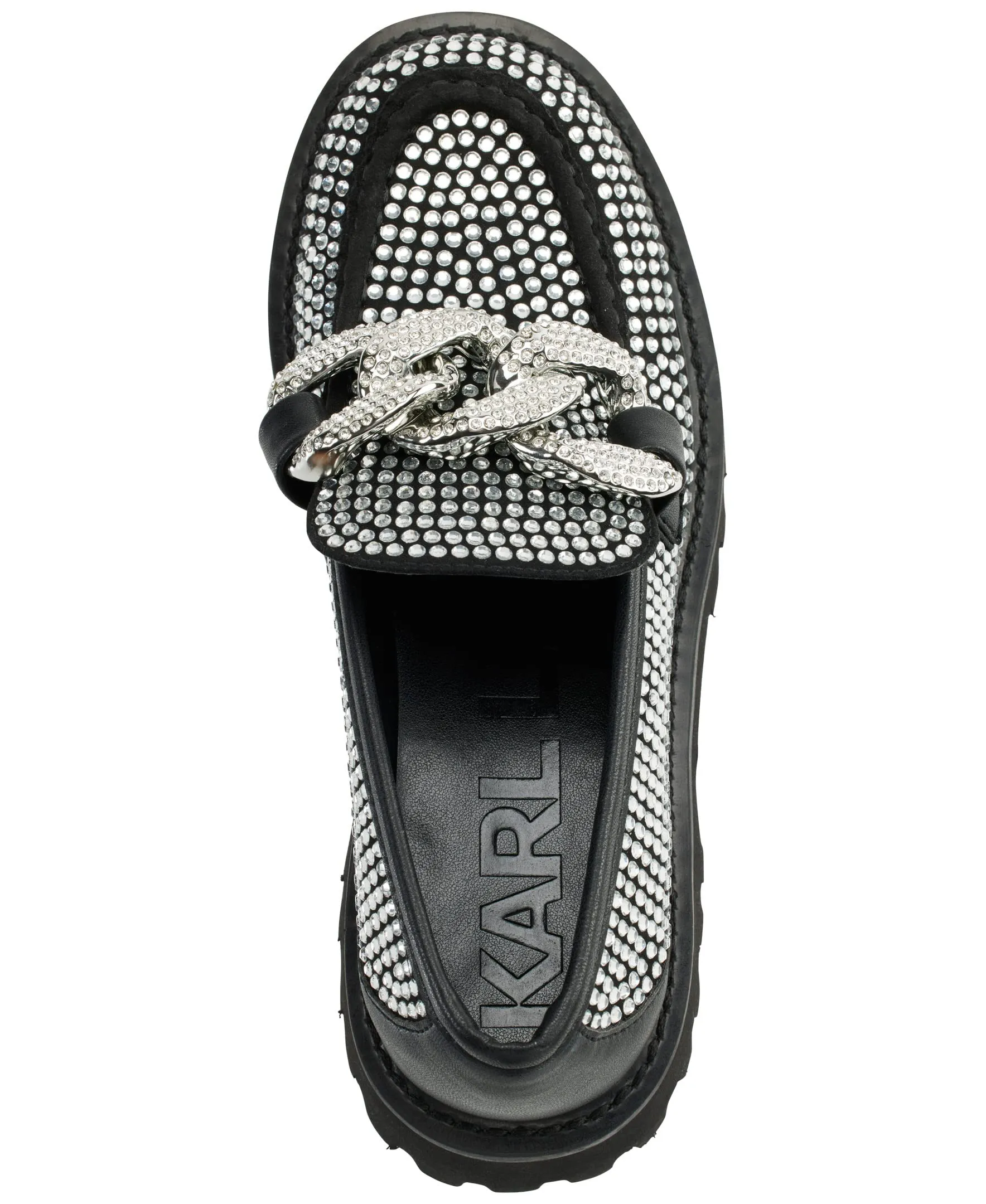 Karl Lagerfeld Paris Women's Giana-Slip On Shoe Loafer Flat, Clear/Black, 7