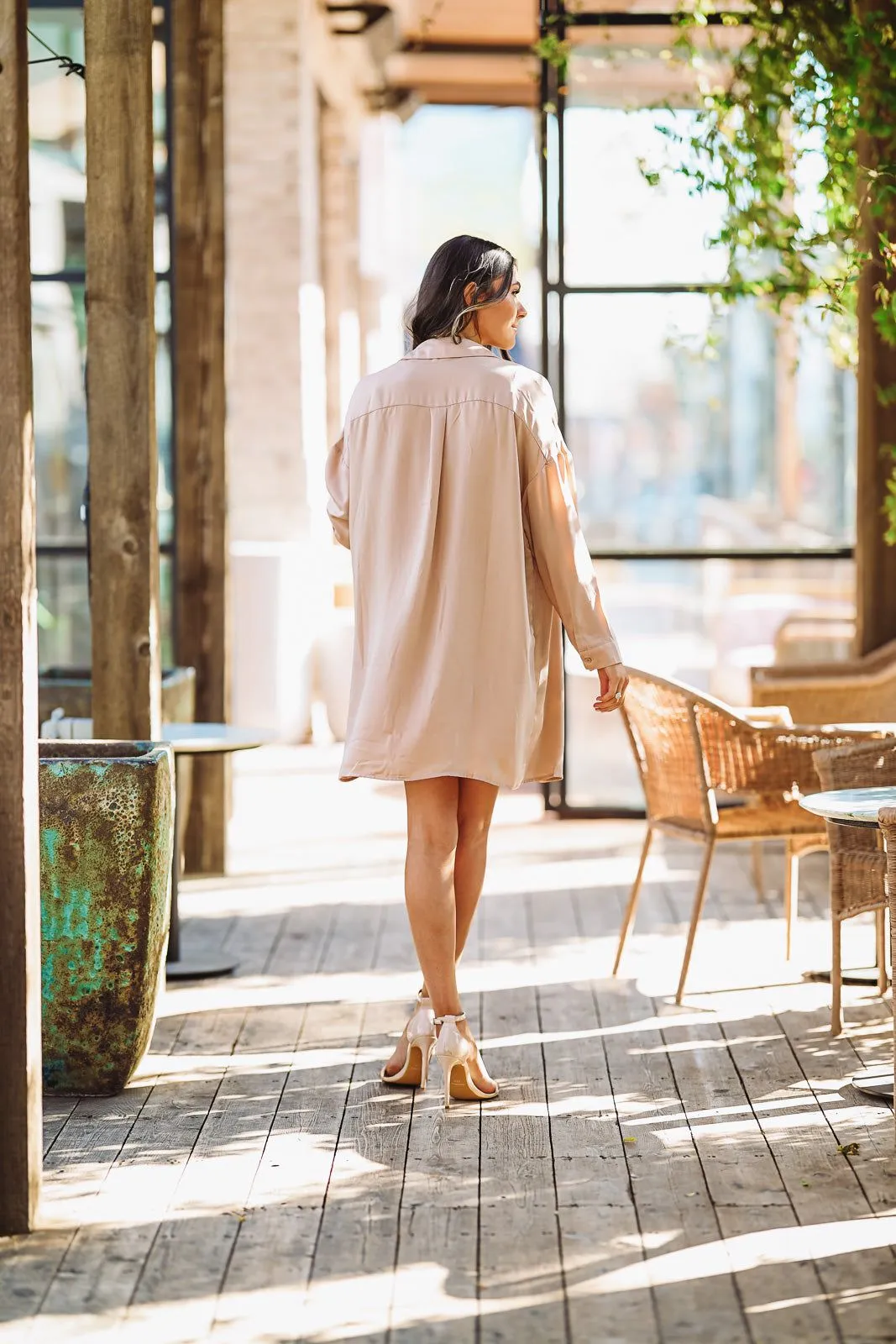 Keeping It business Dress and Button down Shirt Dress Set - Light Taupe