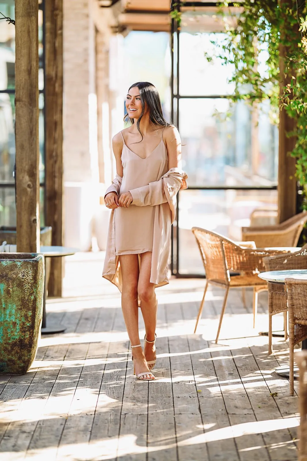 Keeping It business Dress and Button down Shirt Dress Set - Light Taupe